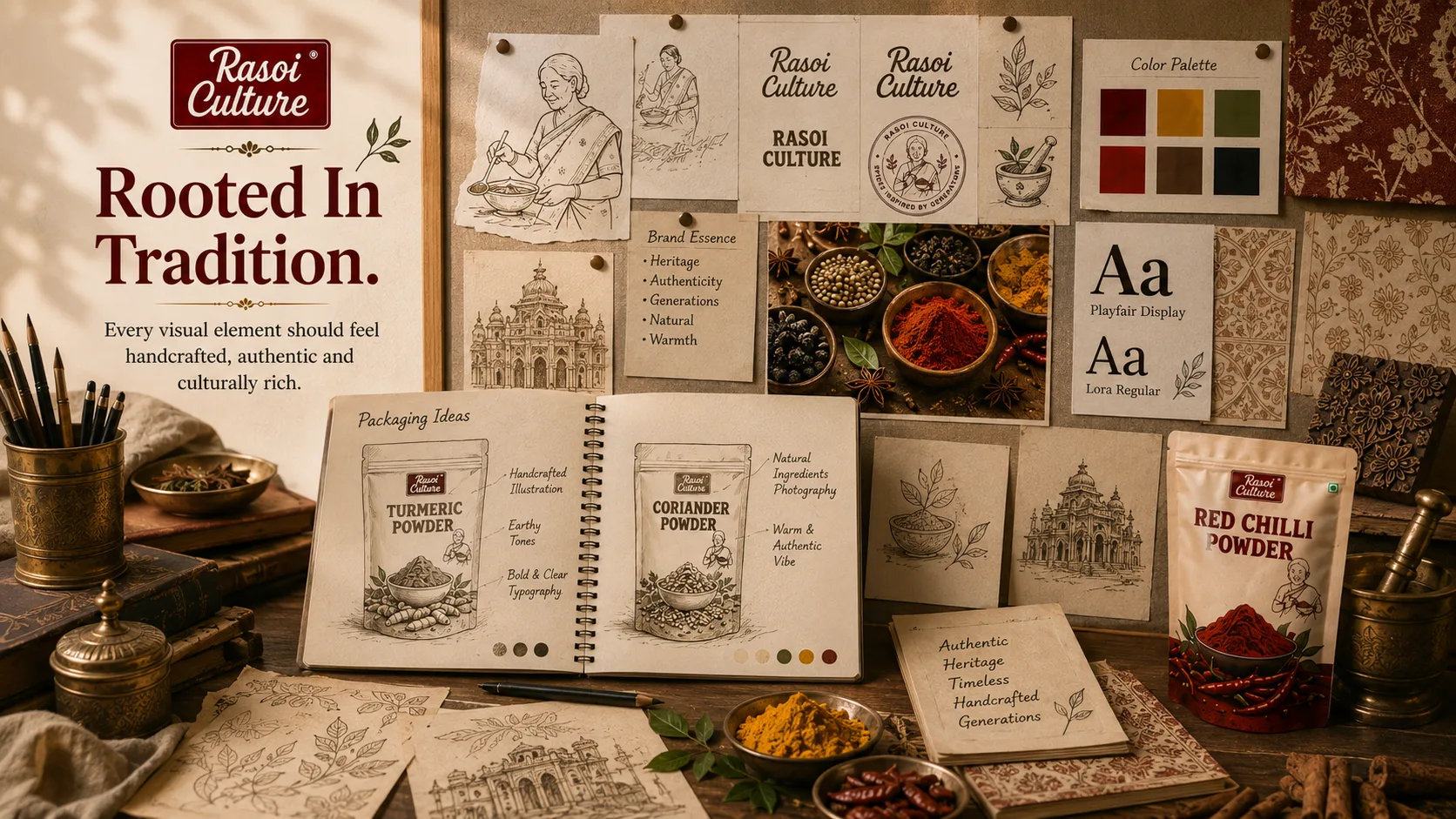 Rasoi Culture — Packaging Design packaging & visual design mockup 7 by Raghav Chopra